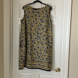 J. Jill Yellow Dress with Blue Floral Print